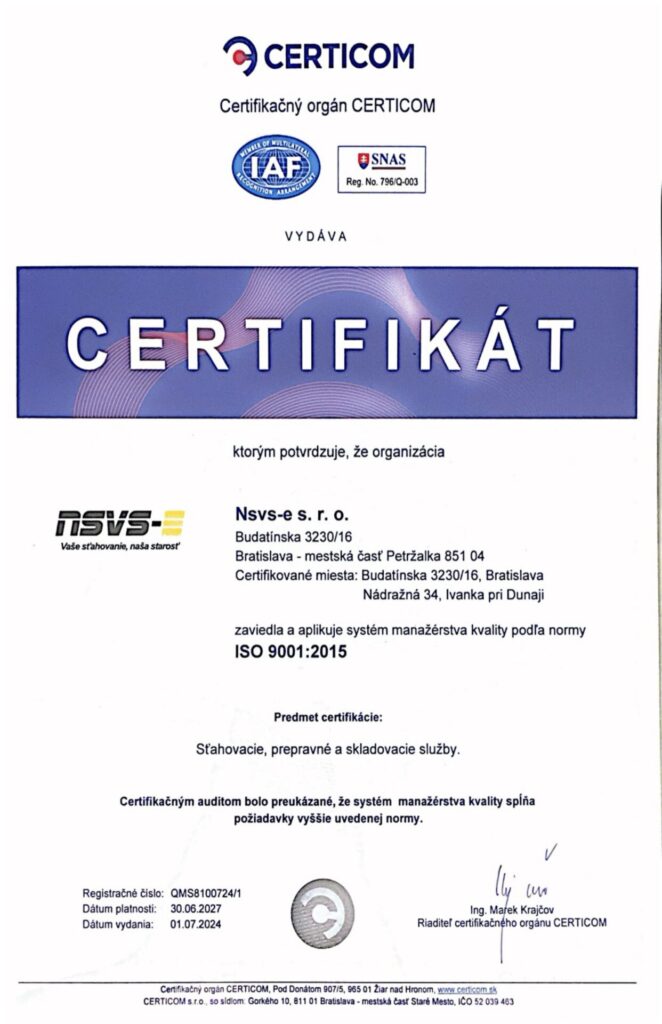 ISO certifikácie